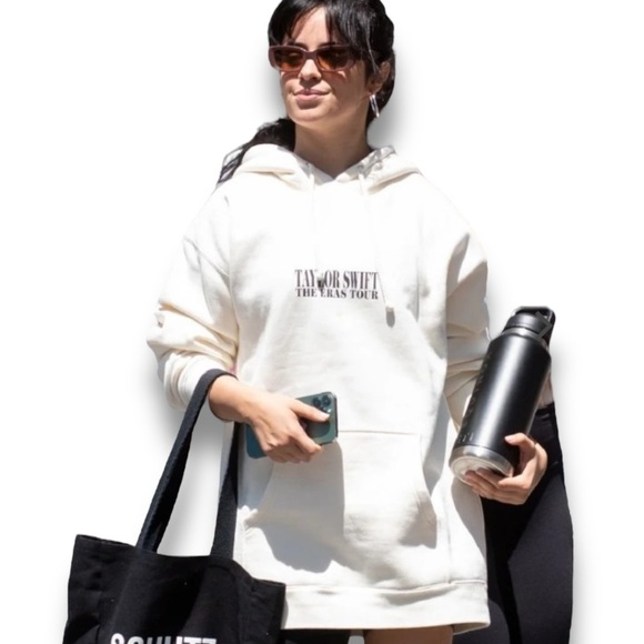 Taylor Swift The Eras Tour Cream Hoodie with Black Backside Print Size M - Picture 2 of 10